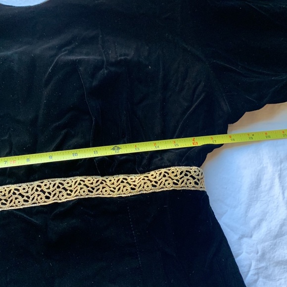 DATIANI BLACK VELVET GOLD BRAID 80’s HOLIDAY COCKTAIL DRESS,CHRISTMAS DRESS - Picture 8 of 12